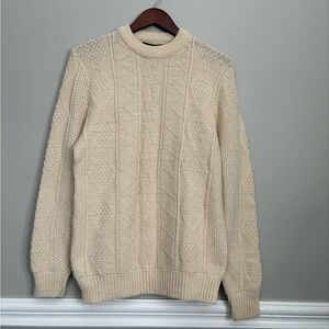 XL Plus | Vintage Grandpa Cable Knit Cream Sweater | Lahmar